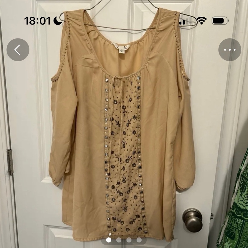krazy kat Tan Scoop Neck Blouse